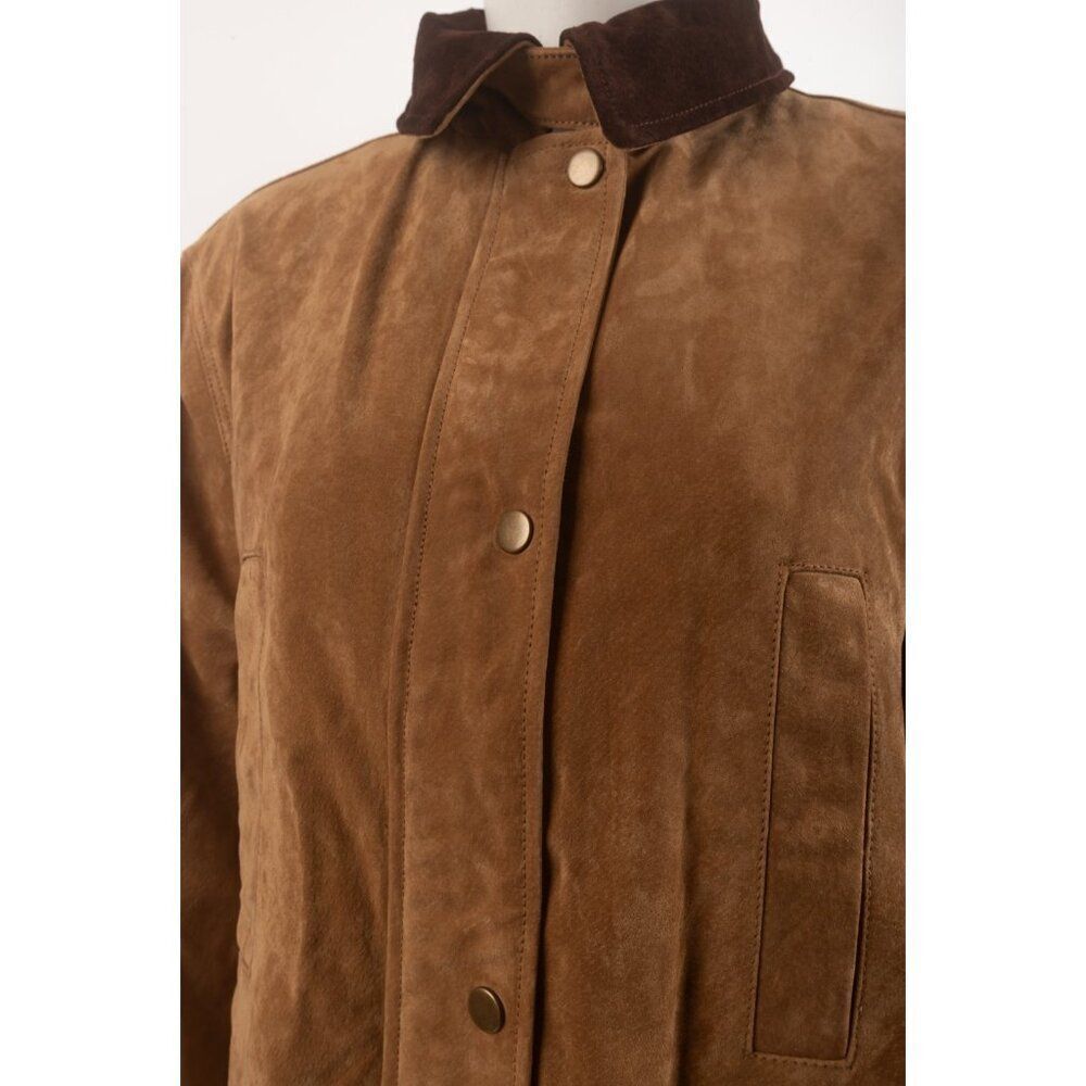 Zara Womans Jacket Coat Suede Pig Leather Size S Small Tan Brown 4341/755 NWT - Picture 5 of 8